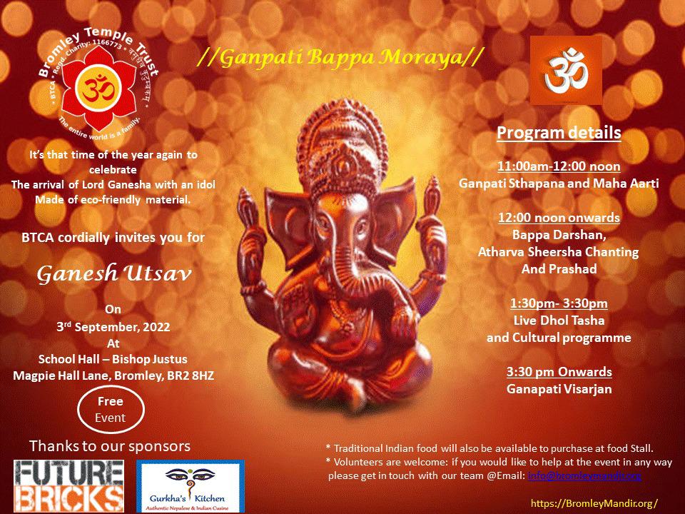 Ganapati Bappa Moraya Bromley Temple and Cultural Association